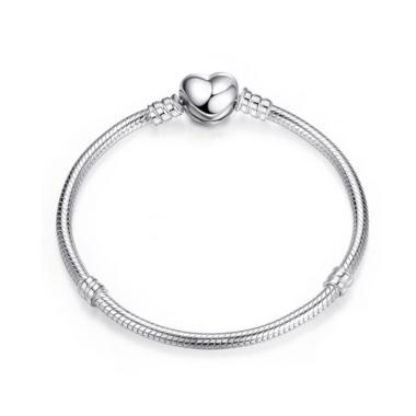 Pulseira de Berloques Coração Liso Prata