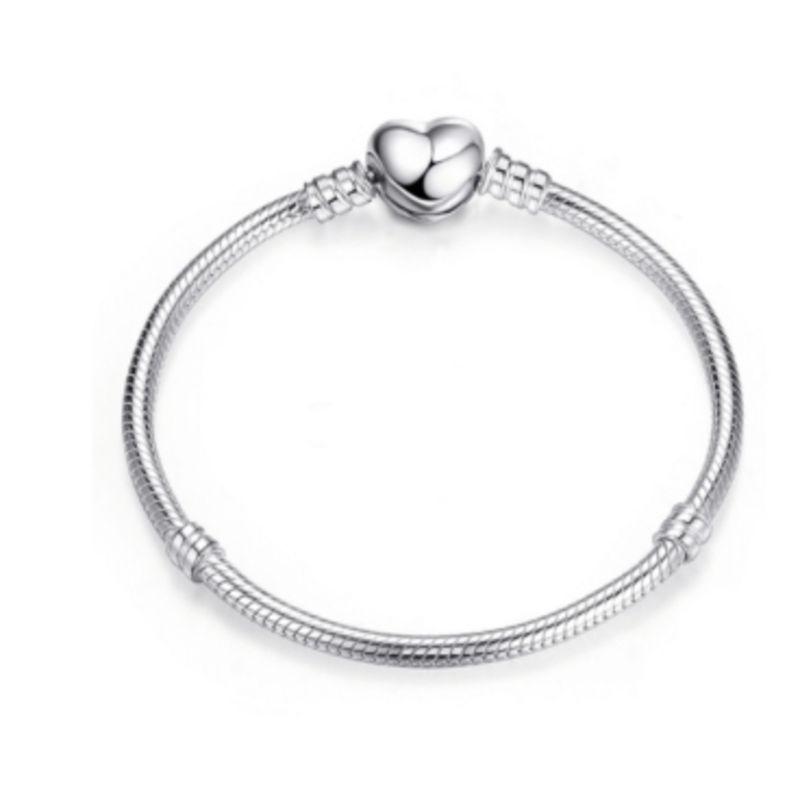 Pulseira de Berloques Coração Liso Prata