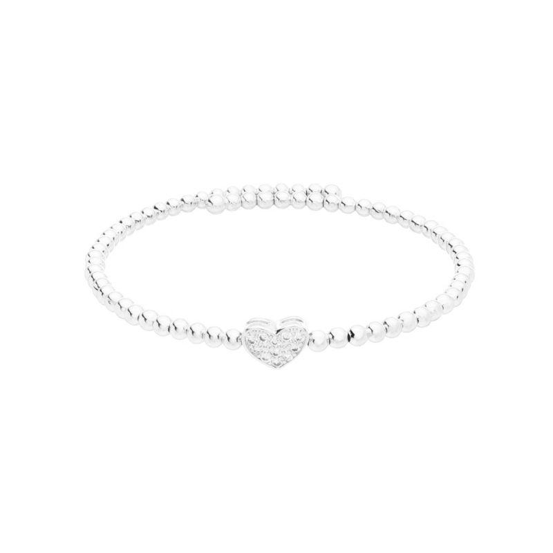Pulseira Maleável Coração Zircônias Prata
