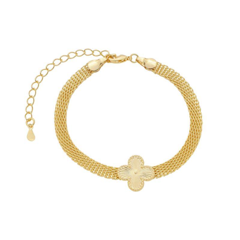 Pulseira Malha Trevo Ouro