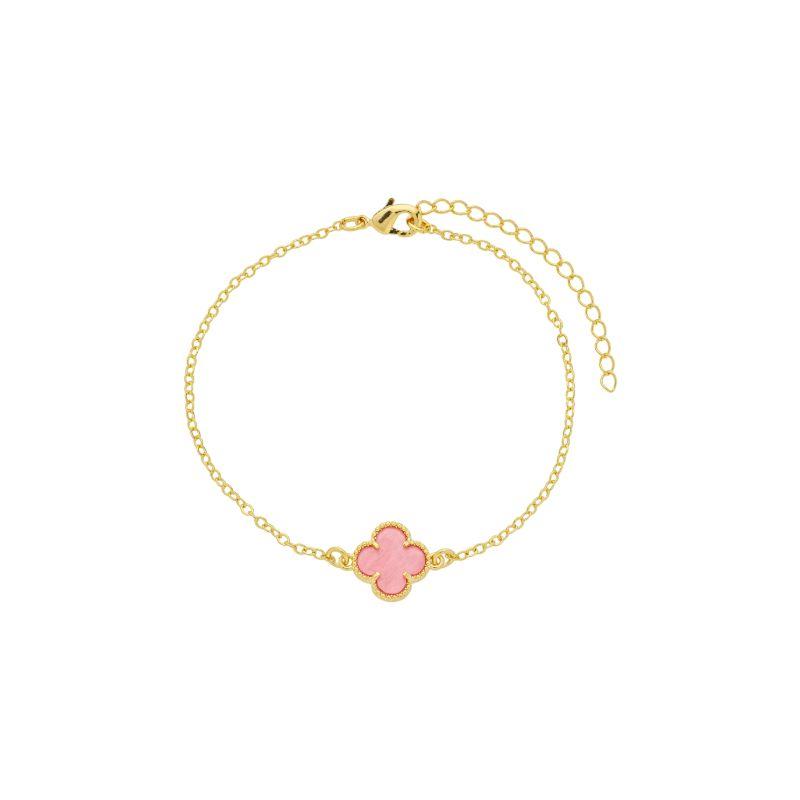 Pulseira Trevo Rosa Ouro