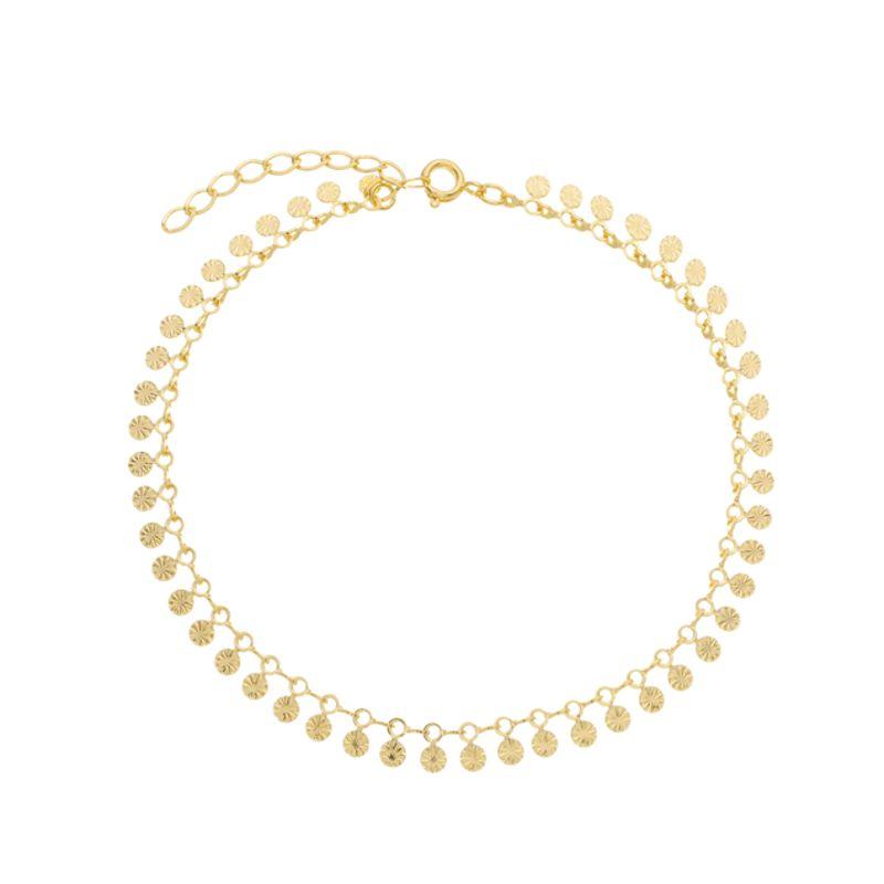 Tornozeleira Chapas Diamantadas Ouro