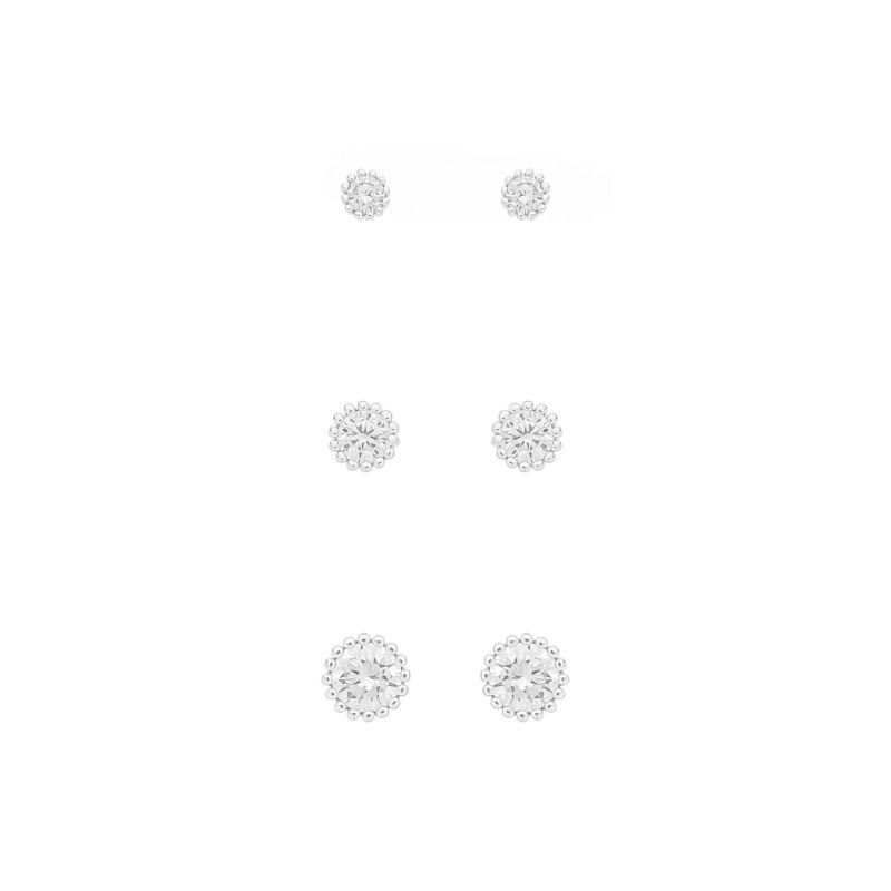 Trio Zircônias Lapidadas Prata