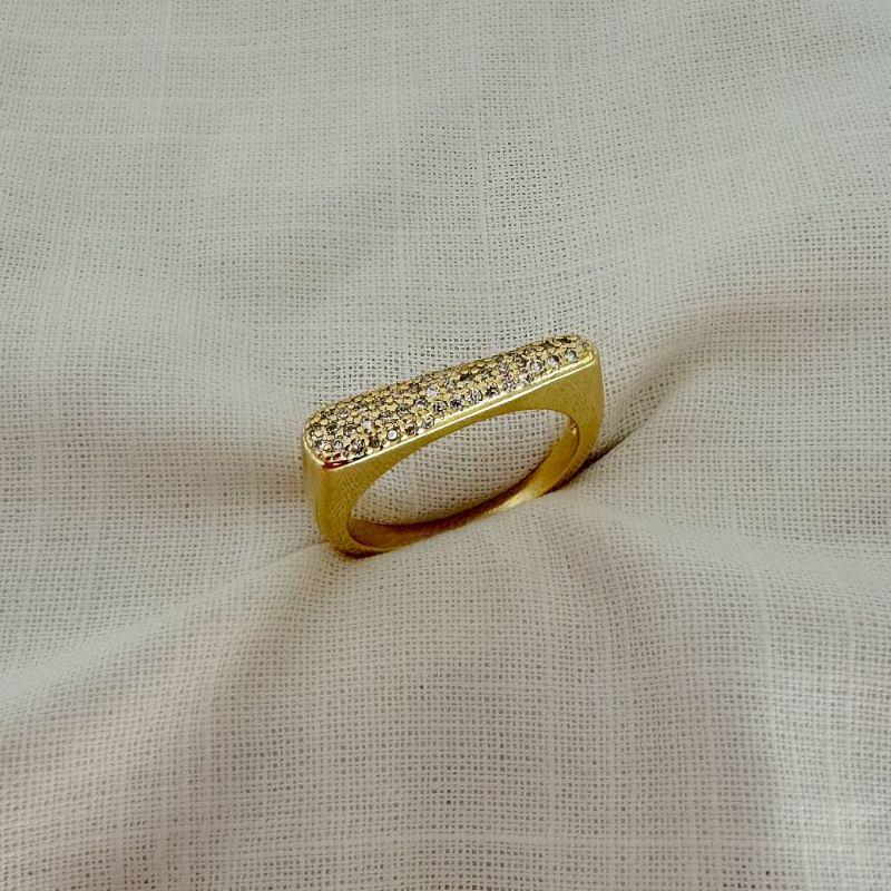 Anel Crescente Zirconia Ouro - TAM 15