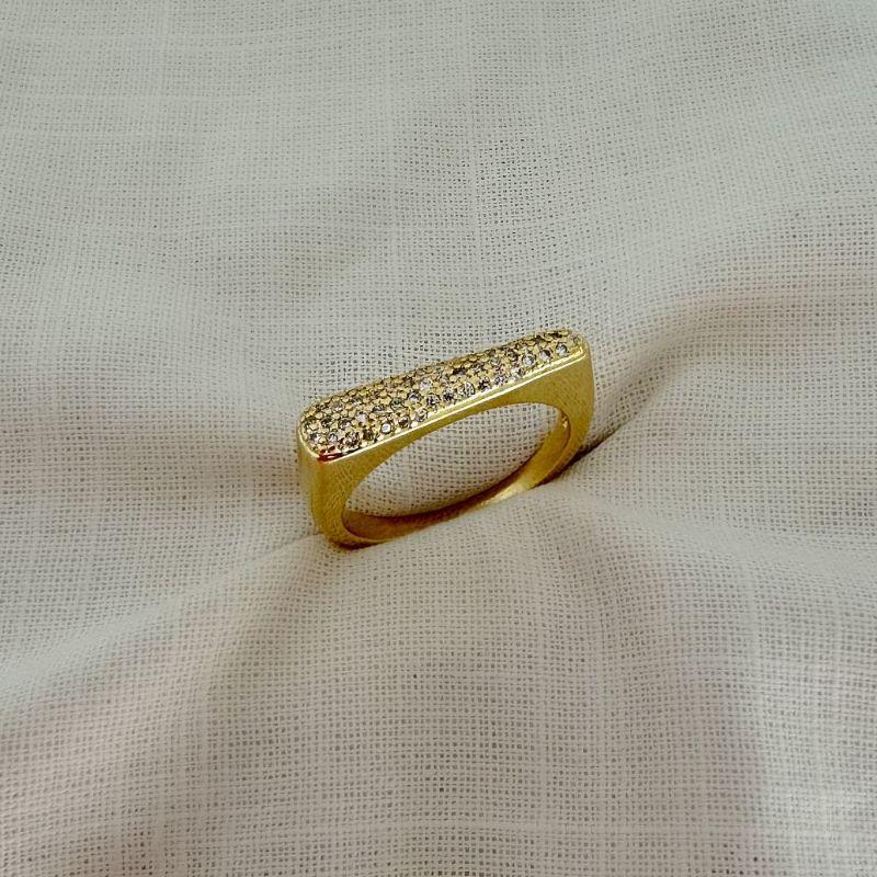 Anel Crescente Zirconia Ouro - TAM 19