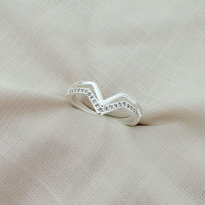 Anel em V Opaline Prata - TAM 16