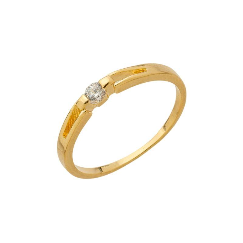 Anel Solitário Aro Vazado Ouro