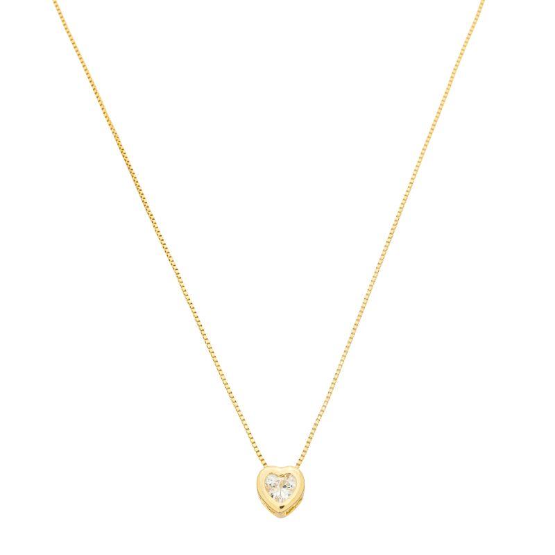 Colar Coração Cristal Clássico Ouro