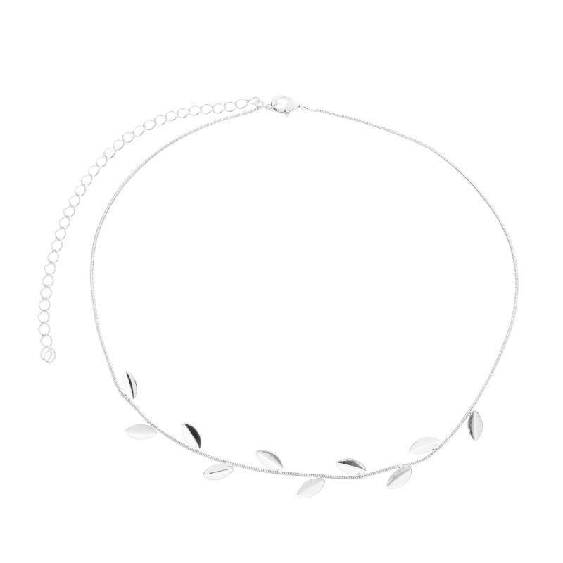 Colar Folhas Minimalista Prata
