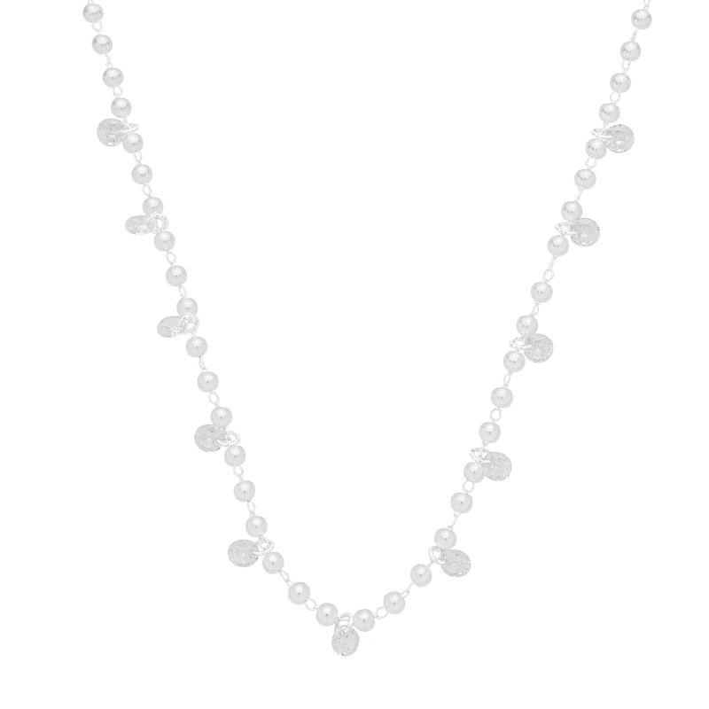 Colar Mini Pérolas e Cristais Prata