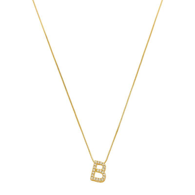 Colar Pingente Letra Cravejado Ouro