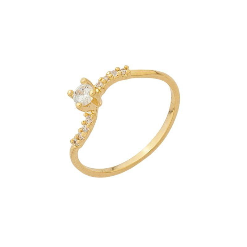 Anel Solitário Assimétrico Ouro