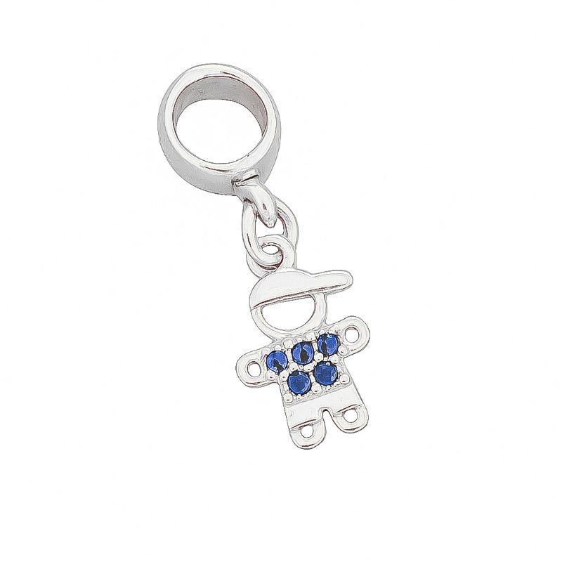 Berloque Menino Roupa Azul Prata