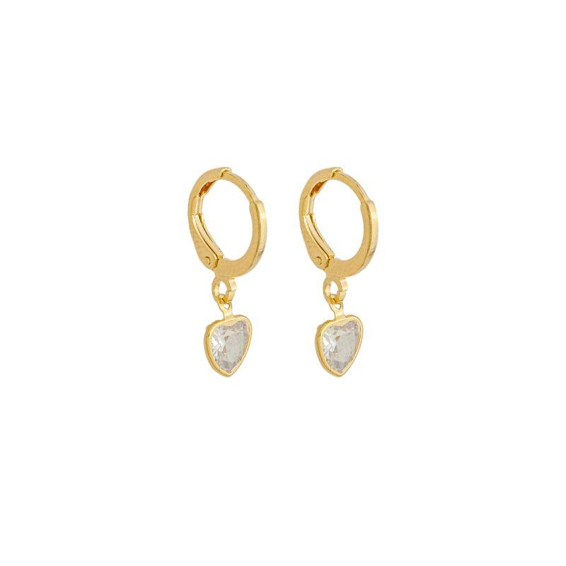 Brinco Argola Coração Cristal Clássico G Ouro