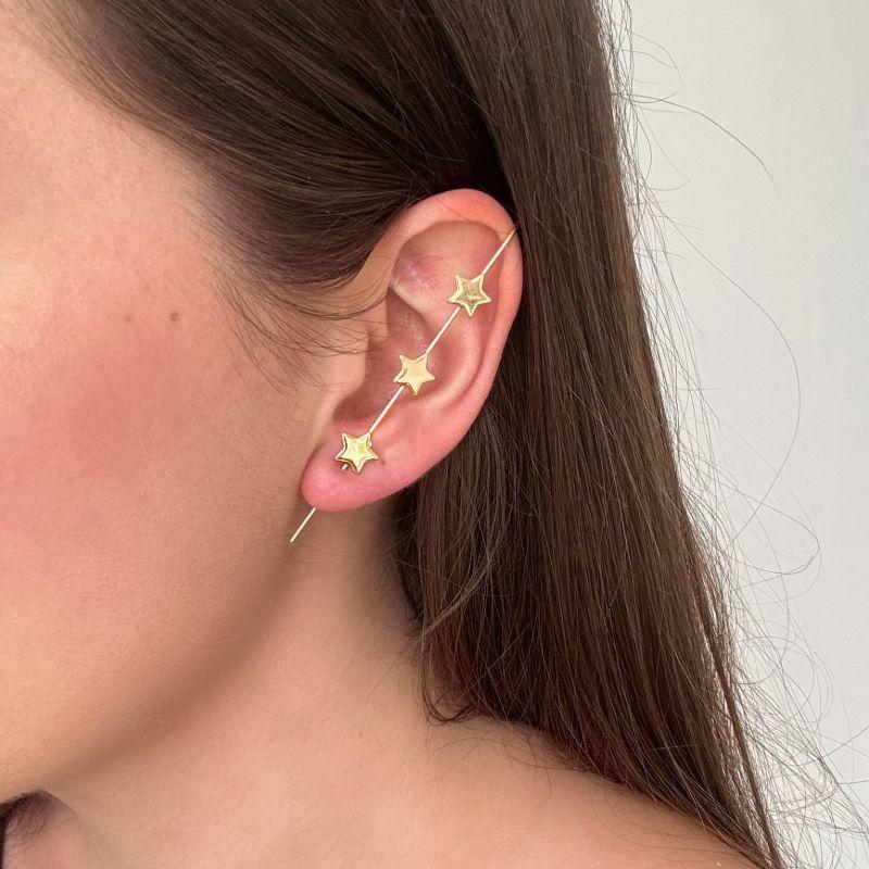 Brinco Ear Wrap Crawler Estrelas Ouro