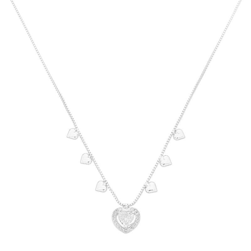 Colar Coração Lapidado Prata