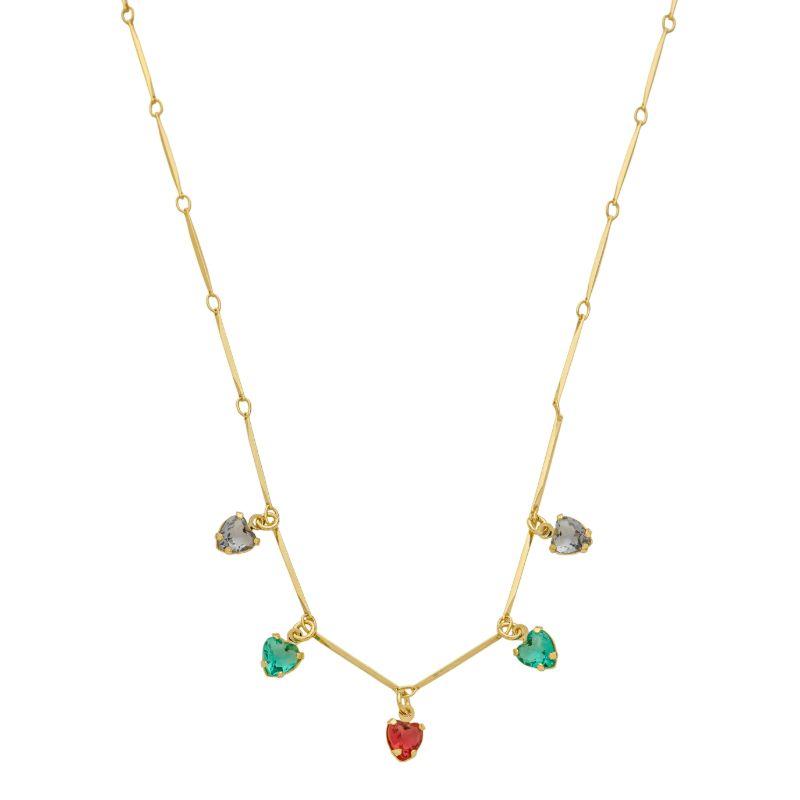 Colar Corações Colors Ouro