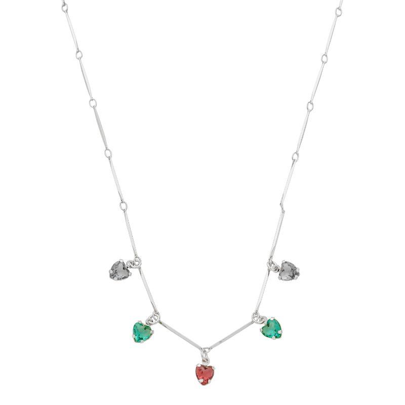 Colar Corações Colors Prata