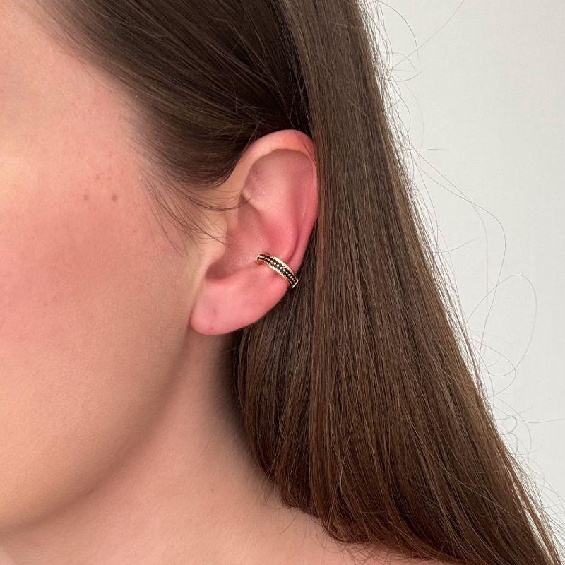 Piercing Fake Zirconias Pretas Ouro