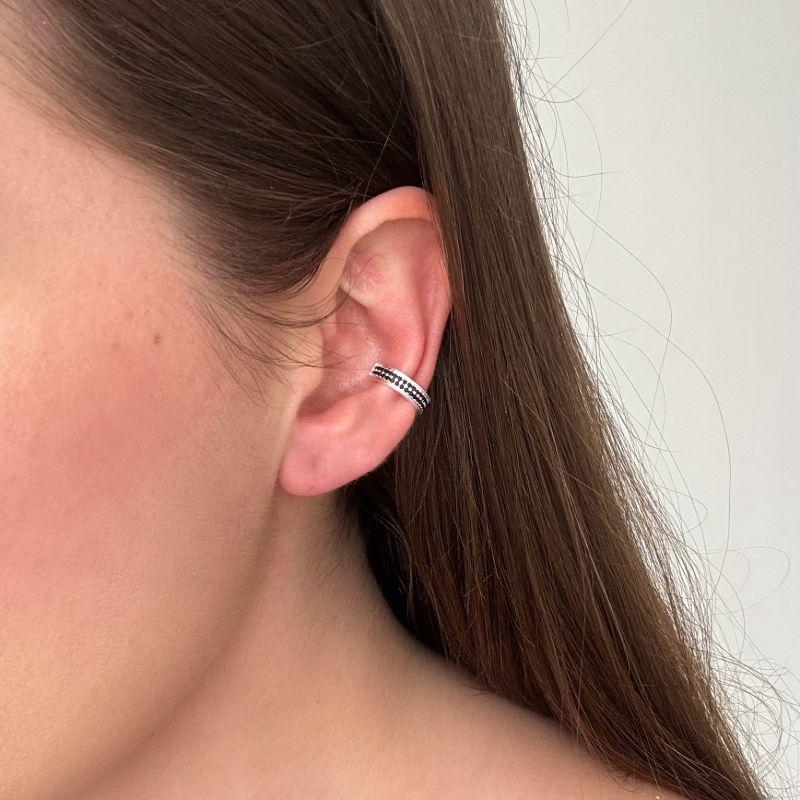 Piercing Fake Zirconias Pretas Prata