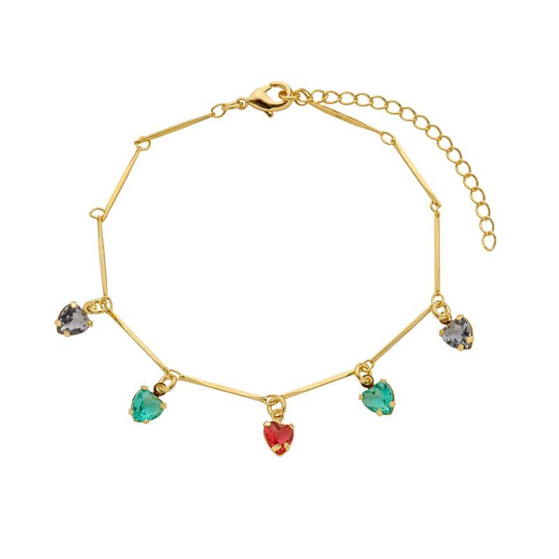 Pulseira Corações Colors Ouro