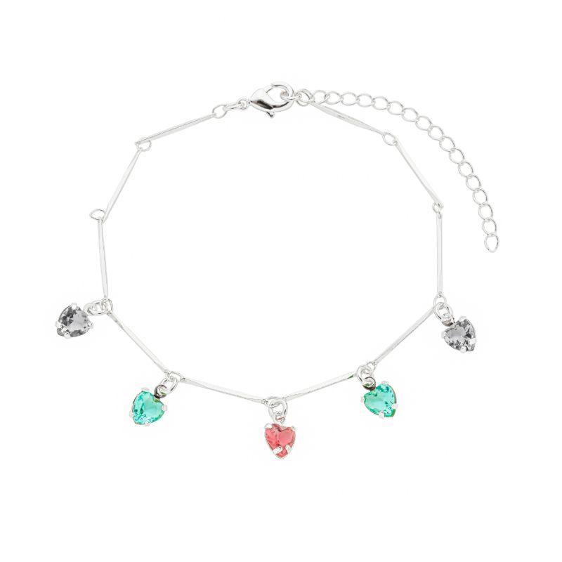 Pulseira Corações Colors Prata