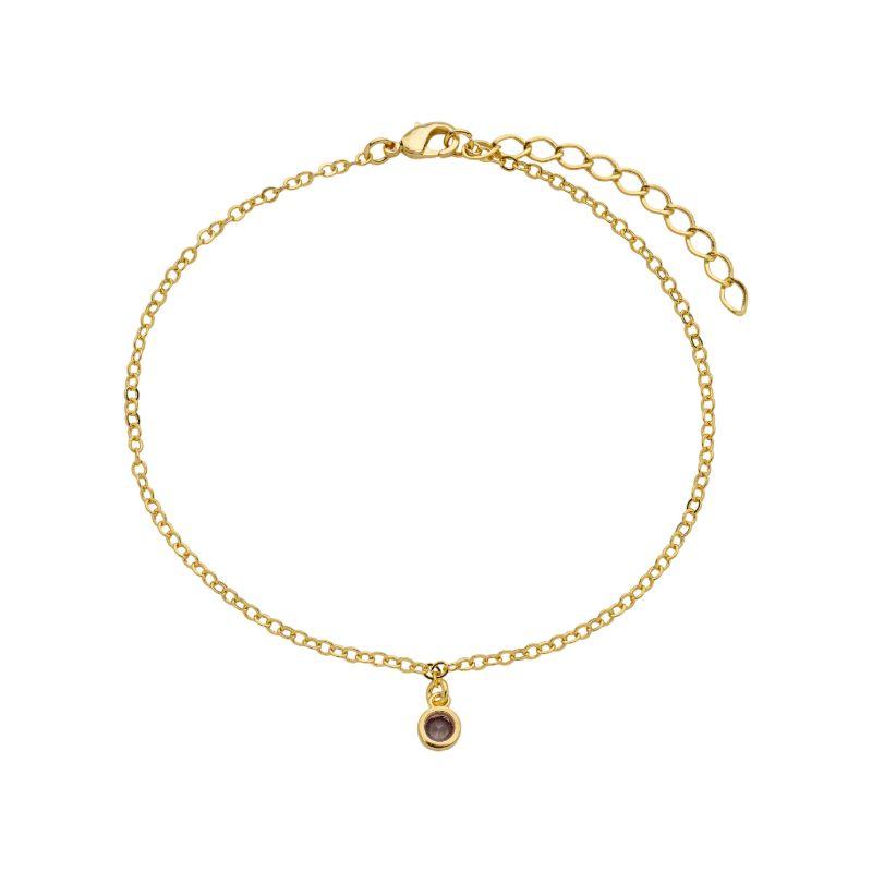 Tornozeleira Pingente Roxo Ouro