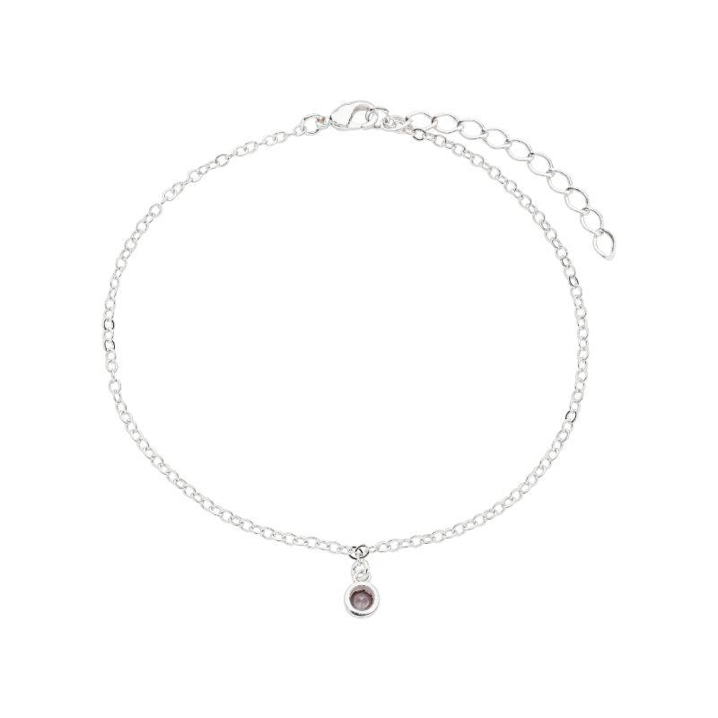 Tornozeleira Pingente Roxo Prata