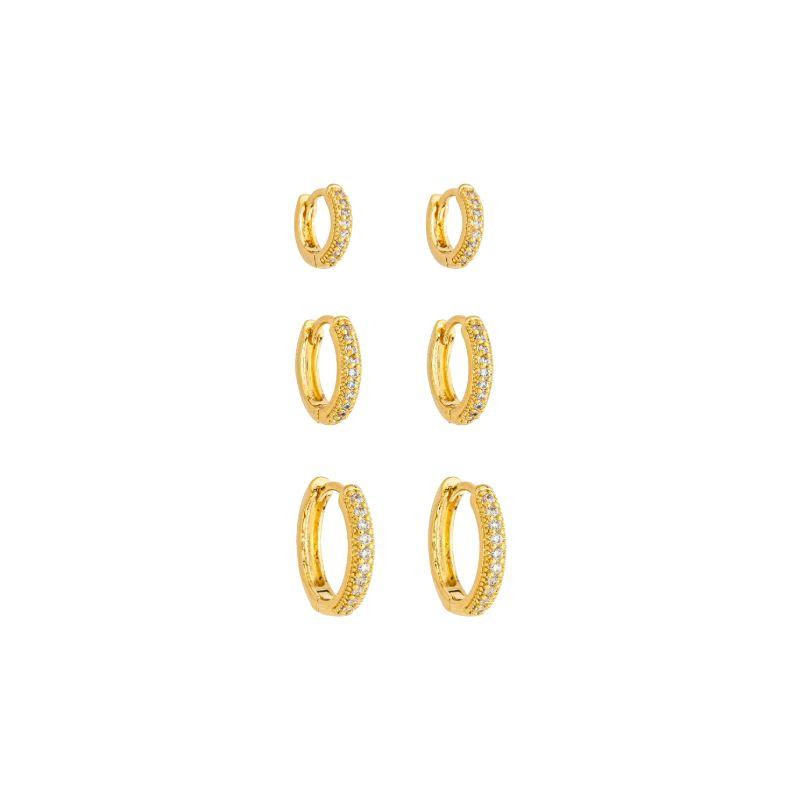 Trio Argola Cravejada Ouro