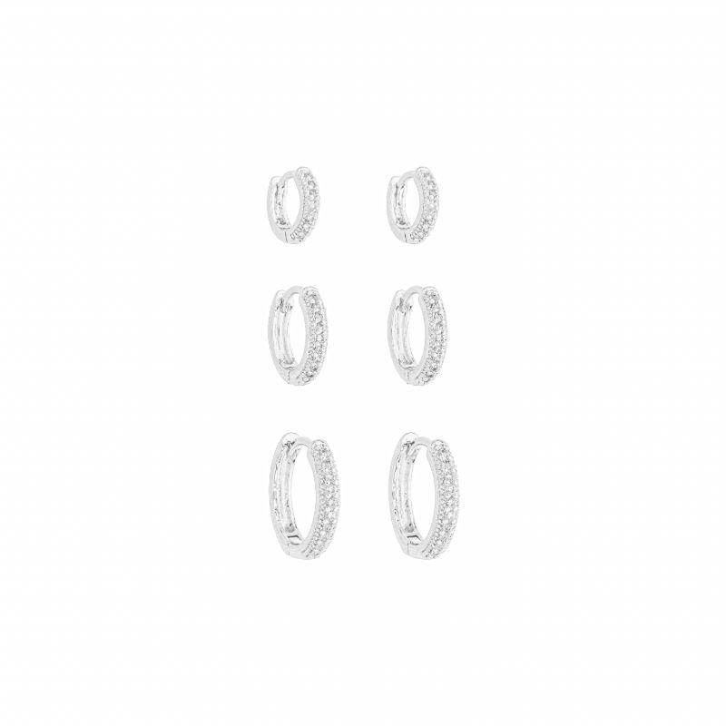 Trio Argola Cravejada Prata