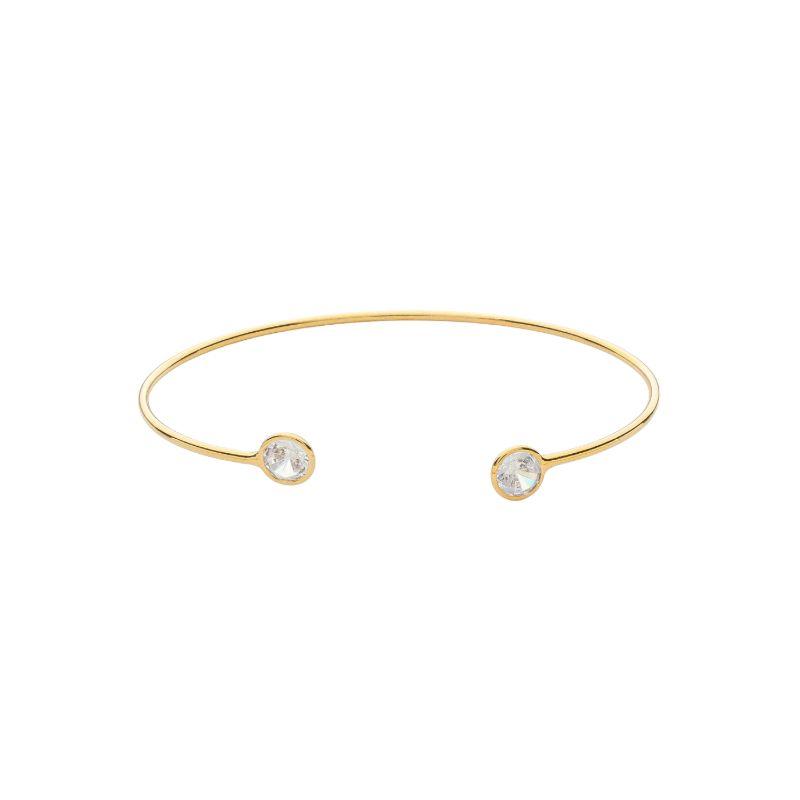 Bracelete Esfera Dupla Cristal Ouro