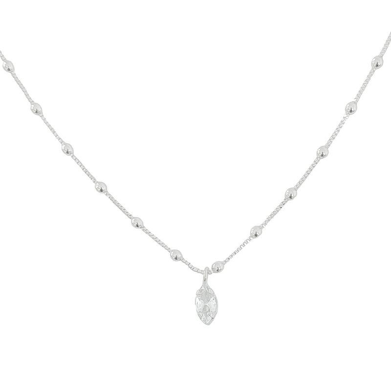 Colar Bolinhas Navete Único Prata