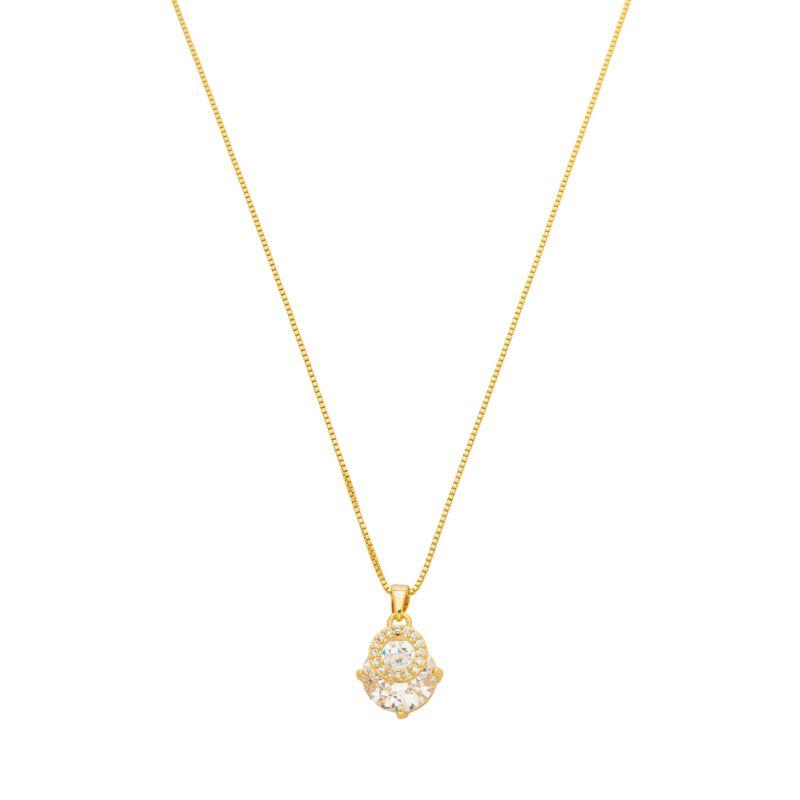 Colar Ponto de Luz Cravejado Ouro