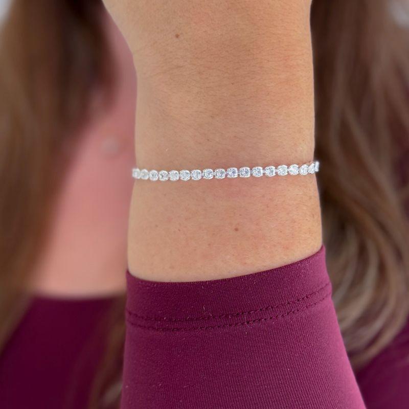 Pulseira Esferas Zircônias Ajustável Prata