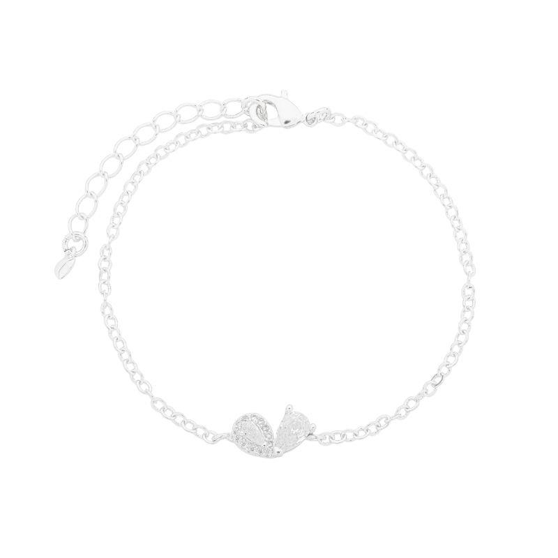 Pulseira Gota Dupla Cravejada Prata