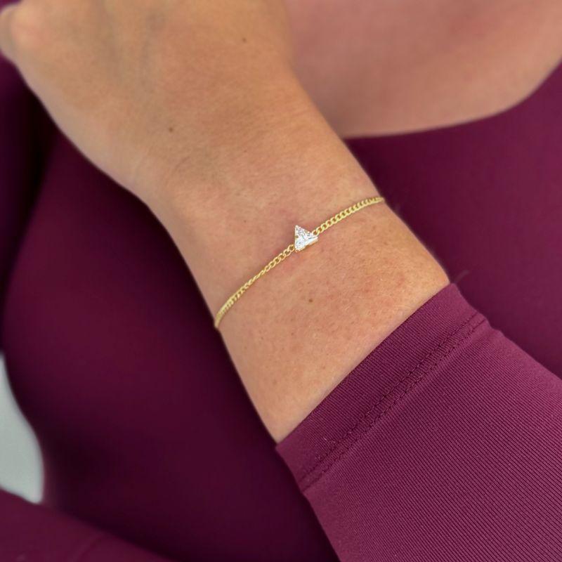 Pulseira Triângulo Cristal Ouro