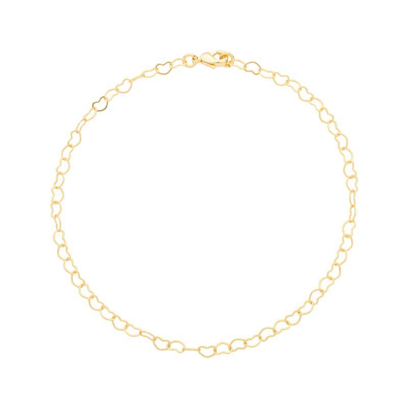 Tornozeleira Elos Corações Ouro