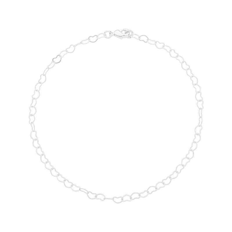 Tornozeleira Elos Corações Prata