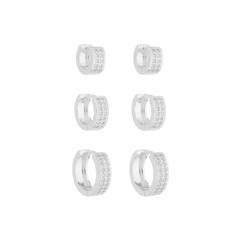 Trio Argola Multicravejada Prata