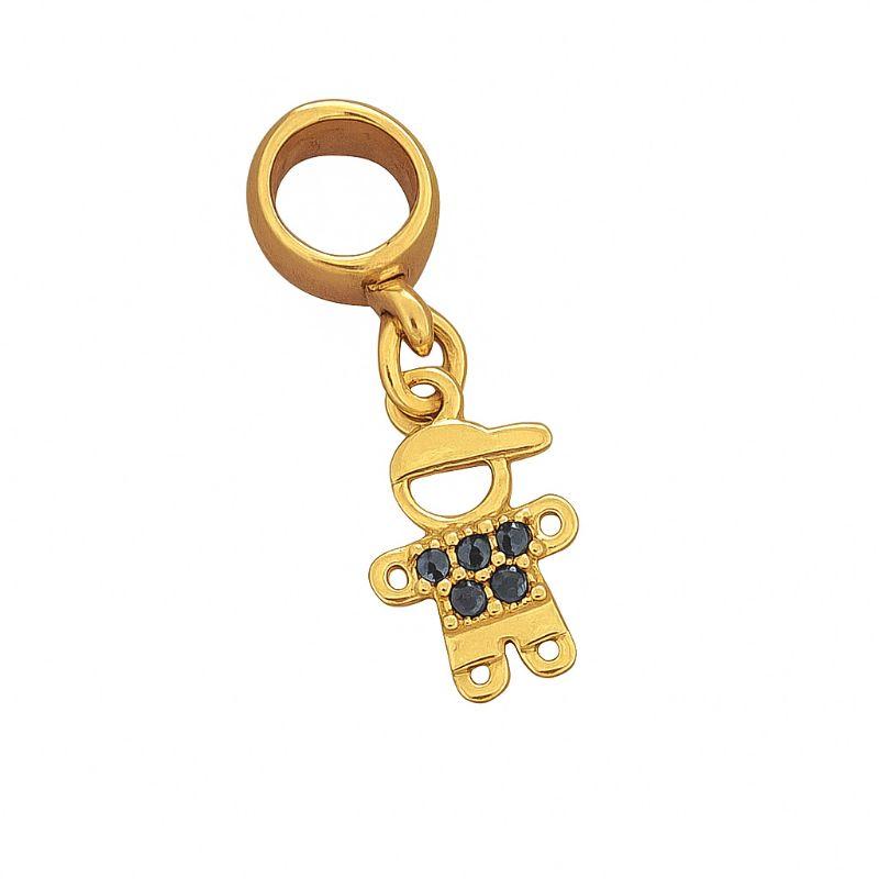 Berloque Menino Roupa Azul Ouro