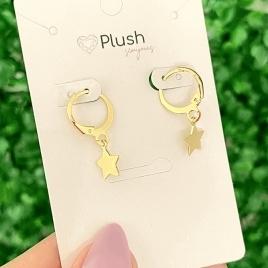 Brinco Argolinha Estrela Grande Ouro