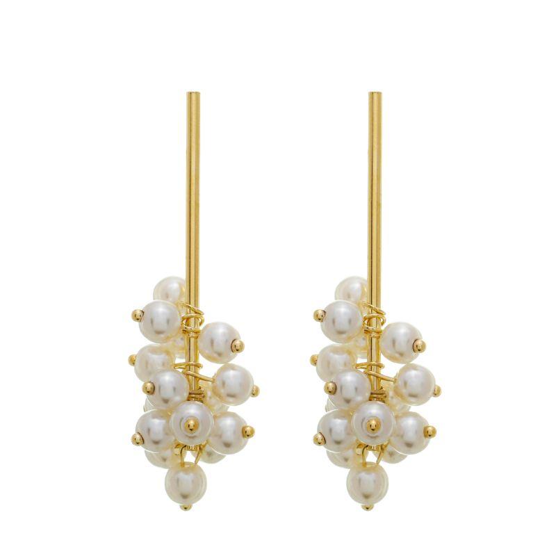 Brinco Cacho de Pérolas Ouro