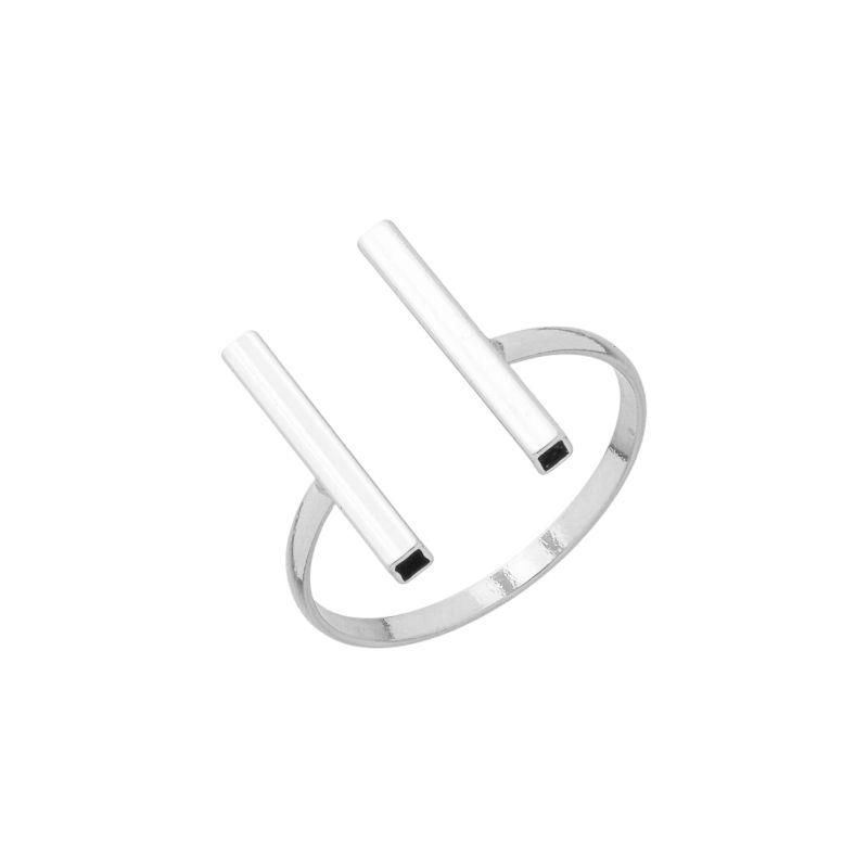 Anel Duas Hastes Prata