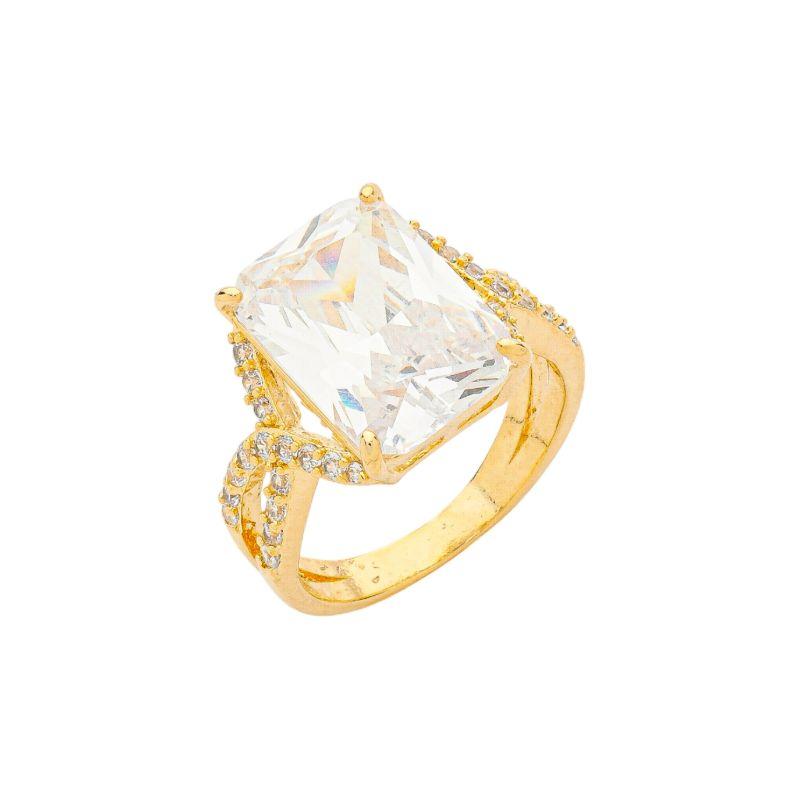 Anel Pedra Retangular Ouro