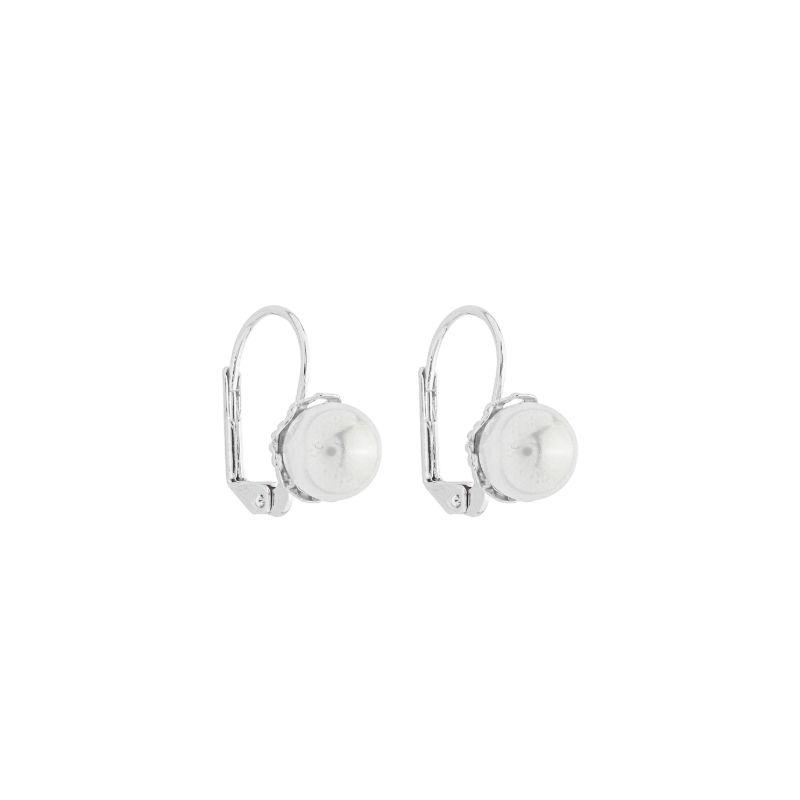 Brinco Argola Click Pérola Prata