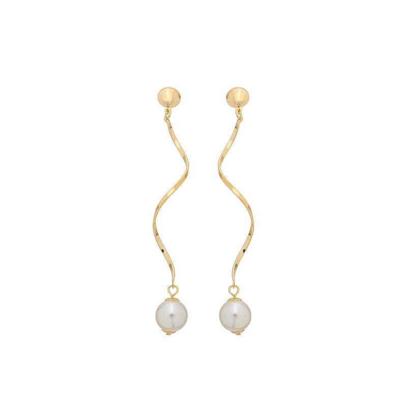 Brinco Curva e Pérola Ouro