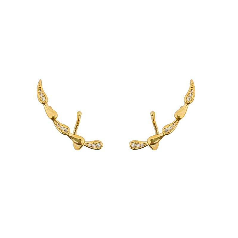 Brinco Ear Cuff Gotas Curvadas Ouro