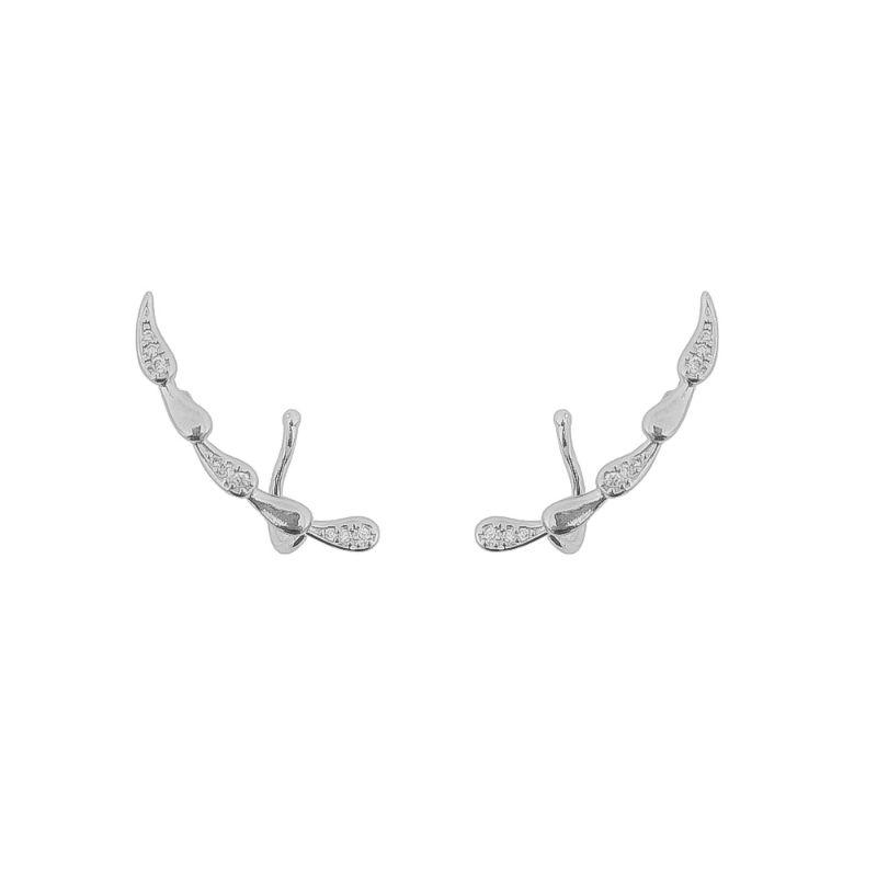 Brinco Ear Cuff Gotas Curvadas Prata