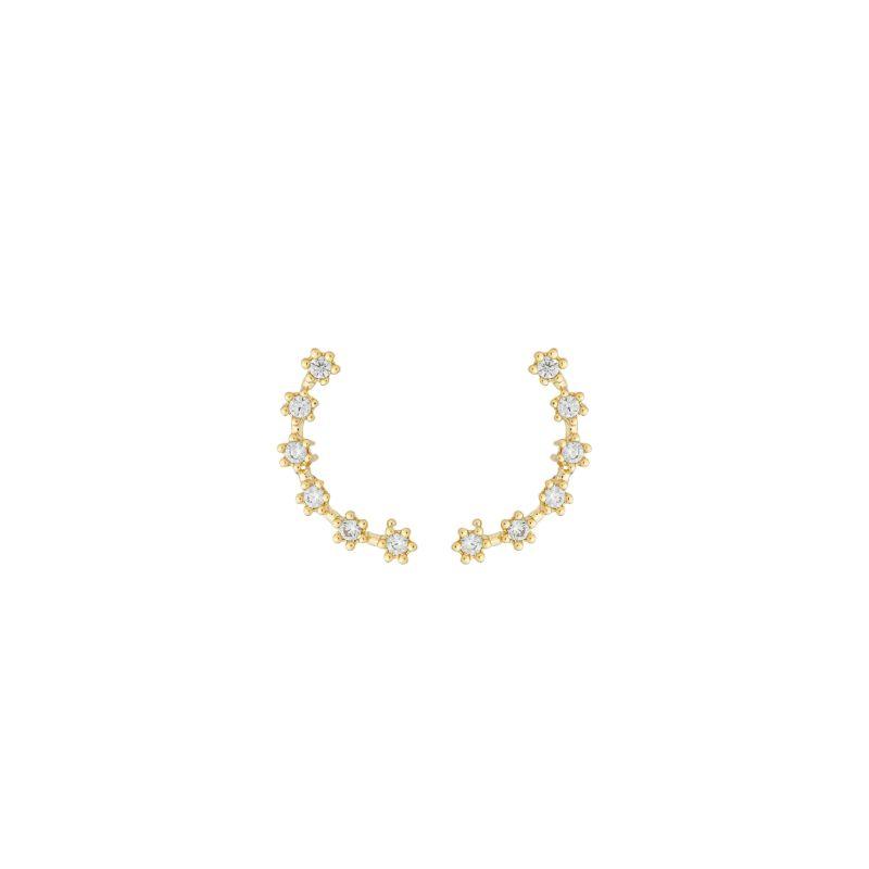 Brinco Meia Lua Zircônias Ouro