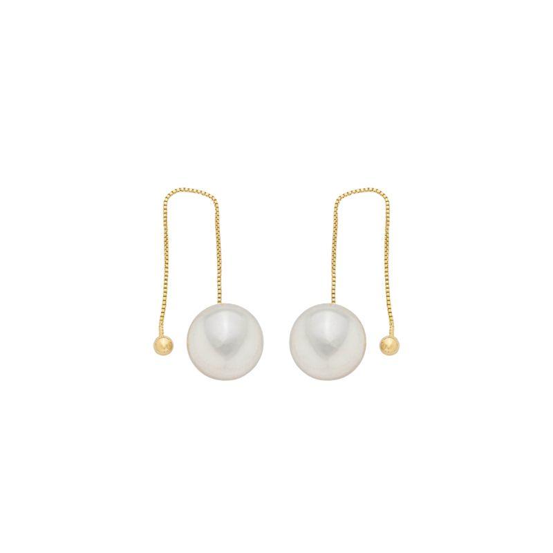 Brinco Pérola Pendente Ouro